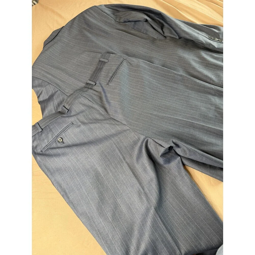 Vintage Ralph Lauren Gray Pinstripe Wool 2-Piece Suit Men's 42L
